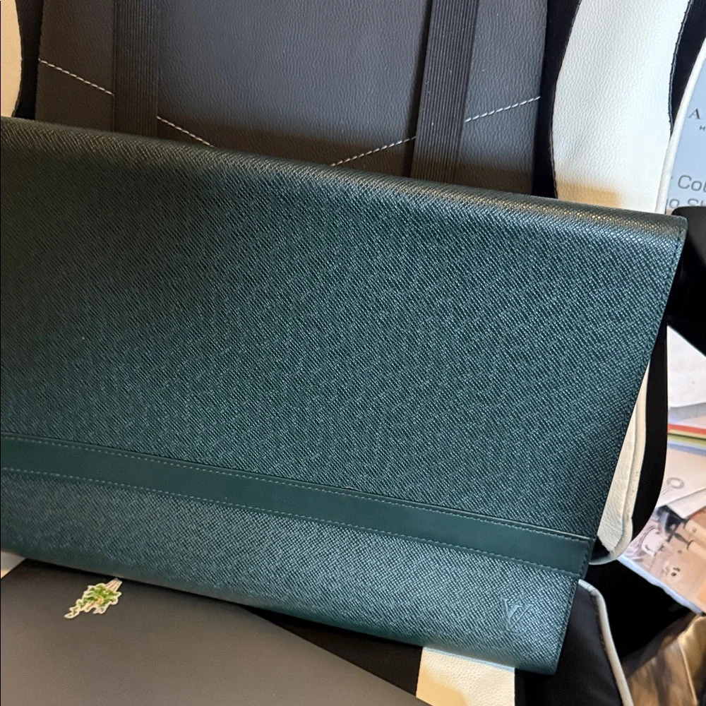 Louis Vuitton Dark Green Document Clutch Laptop Bag